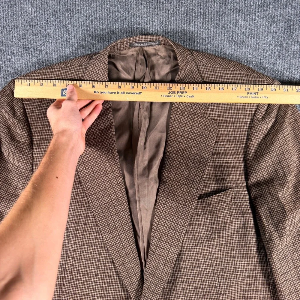 Ermenegildo Zegna Wool Sport Coat Blazer 50R Brown Micro Check Plaid